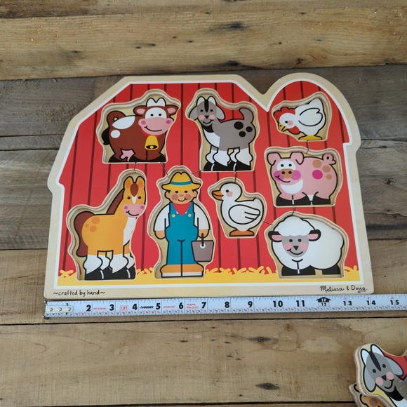 Large Farm Jumbo Knob Puzzle by Melissa & Doug / 8 Pieces / Pre-owned - Picture 5 of 7